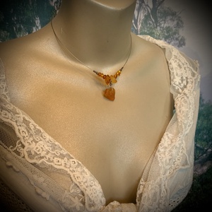 Borostyán nyaklánc, vintage valódi balti borostyán ékszer 1970-es évekből - ékszer - nyaklánc - hosszú nyaklánc - Meska.hu