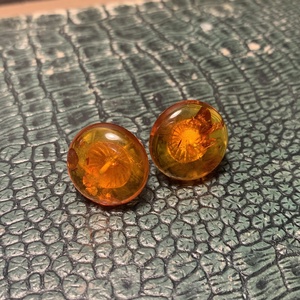 Borostyán fülbevaló, vintage borostyán ékszer 1970-es évekből - ékszer - fülbevaló - pötty fülbevaló - Meska.hu
