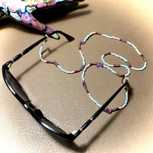 Ametiszt Szemüveglánc - szemüvegzsinór - szemüveg tartó lánc, napszemüveg akasztó lánc, olvasószemüveg tartó zsinór, Ékszer, Szemüveglánc, Ékszerkészítés, MESKA