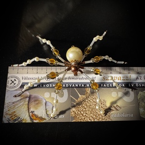 Gyöngy pók - halloween dekoráció - félelmetes nagy 13cm-es pók gyöngyből, fali dísz, ablak dísz, ijesztő dekoráció falra - otthon & életmód - dekoráció - kép & falikép - kavics kép - Meska.hu