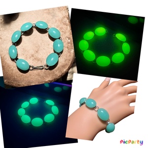 UV fényben világító karkötő, Disco karkötő, Régi ékszer, retro vintage ékszer, egyedi midcentury ékszer zöld karperec, Ékszer, Ékszerszett, Ékszerkészítés, MESKA
