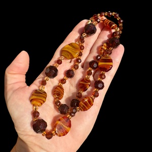 Muránói üveggyöngy nyakék, vintage muránói olasz nyaklánc, csodás régi ékszer, retro üveg nyakék - ékszer - kitűző és bross - kitűző - Meska.hu