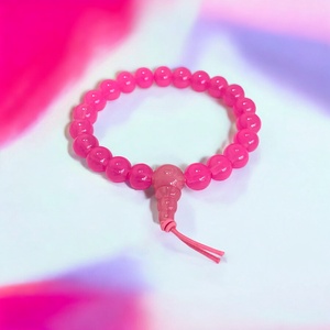 Pink Mala karkötő - üveg mala karkötő - rózsaszín - méret: S/M, kis jóga karkötő, rózsaszín karperec, pink karkötő - Meska.hu