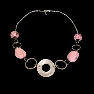 Rózsaszín olasz 50cm-es vintage nyaklánc 1980-as évekből, hibátlan minőségi ékszer, retro nyakék, pink Necklace - ékszer - ékszerszett - Meska.hu