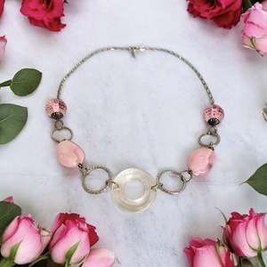 Rózsaszín olasz 50cm-es vintage nyaklánc 1980-as évekből, hibátlan minőségi ékszer, retro nyakék, pink Necklace - ékszer - ékszerszett - Meska.hu