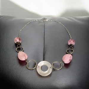 Rózsaszín olasz 50cm-es vintage nyaklánc 1980-as évekből, hibátlan minőségi ékszer, retro nyakék, pink Necklace - ékszer - ékszerszett - Meska.hu