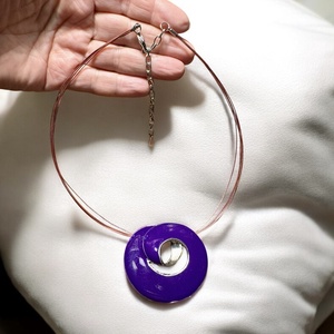 Lila olasz 52 cm-es vintage nyaklánc 1980-as évekből, ibolya szerű hibátlan minőségi ékszer, retro nyakék lila Necklace - ékszer - nyaklánc - medálos nyaklánc - Meska.hu