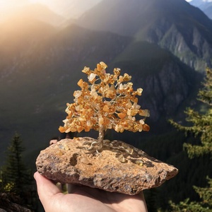 Pénzfa citrin ásványból, Bonsai kristály Ékszerfa szerencsefa, életfa kristályfa kvarc kövekből drágakő fa citrin kálcit - otthon & életmód - dekoráció - asztal és polc dekoráció - gyöngyfa, ásványfa - Meska.hu