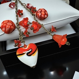 Muránói gyöngyös táskadísz vagy kulcstartó, táska dísz, gyöngy dísz, lámpagyöngy dísz kulcstartóra, Táska & Tok, Kulcstartó & Táskadísz, Táskadísz, Ékszerkészítés, MESKA