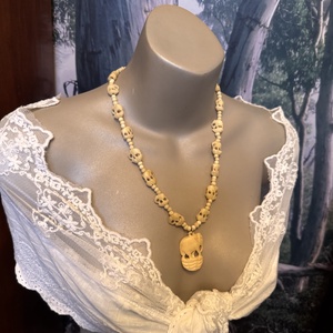 Régi csont nyaklánc, elefánt csont ékszer, retro vintage ékszer, midcentury ékszer, nyaklánc, nyakék 70-es évekből - ékszer - ékszerszett - Meska.hu