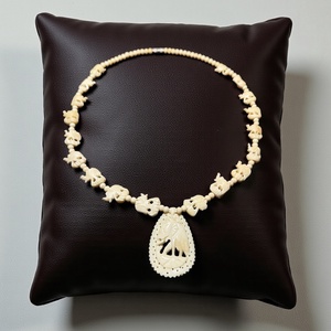 Bohém csont nyaklánc, elefánt csont ékszer, retro vintage ékszer, midcentury ékszer, nyaklánc, nyakék 70-es évekből - ékszer - ékszerszett - Meska.hu