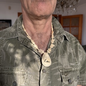 Bohém csont nyaklánc, elefánt csont ékszer, retro vintage ékszer, midcentury ékszer, nyaklánc, nyakék 70-es évekből - ékszer - ékszerszett - Meska.hu