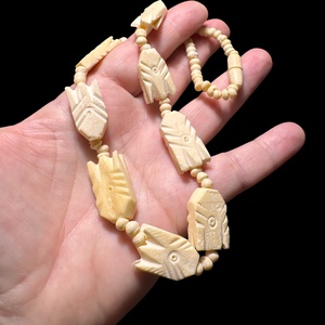 Bohém csont nyaklánc, elefánt csont ékszer, retro vintage ékszer, midcentury ékszer, nyaklánc, nyakék 70-es évekből - ékszer - ékszerszett - Meska.hu