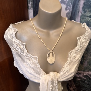 Bohém buddha csont nyaklánc, elefánt csont ékszer, retro ékszer, midcentury ékszer, nyaklánc, nyakék 70-es évekből - ékszer - ékszerszett - Meska.hu