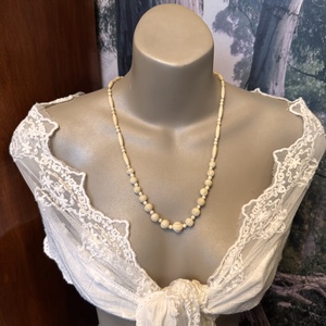 Bohém csont nyaklánc, elefánt csont ékszer, retro vintage ékszer, midcentury ékszer, nyaklánc, nyakék 70-es évekből - ékszer - ékszerszett - Meska.hu