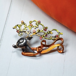 Szarvas Vintage BROSS az 1980-as évekből, gyönyörű elegáns strasszos kitűző, pin szövetkabátra, blúzra,  blézerre, Ékszer, Kitűző és Bross, Ékszerkészítés, MESKA