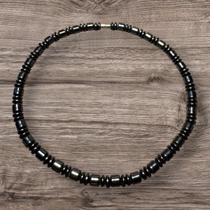 Férfi vagy UNISEX nyaklánc ásvány szemekből, 44 cm hematit magnetit fekete mágneses ásvány lánc férfiaknak vasból - Meska.hu