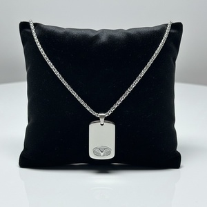 Férfi nyaklánc acélból stilizált sólyom medállal, acél lánc férfiaknak dögcédulával fényes acélból, nagyon férfias lánc! - Meska.hu