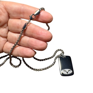 Férfi nyaklánc acélból stilizált sólyom medállal, acél lánc férfiaknak dögcédulával fényes acélból, nagyon férfias lánc! - ékszer - nyaklánc - statement nyaklánc - Meska.hu