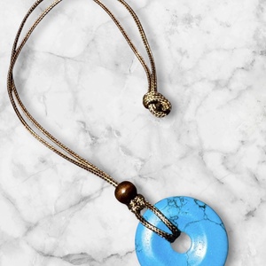 Férfi vagy UNISEX nyaklánc türkiz medállal, férfi türkiz köves nyakánc, uniszex nyakék - ékszer - nyaklánc - statement nyaklánc - Meska.hu