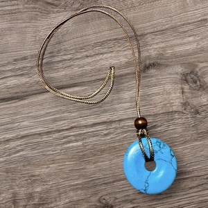 Férfi vagy UNISEX nyaklánc türkiz medállal, férfi türkiz köves nyakánc, uniszex nyakék - ékszer - nyaklánc - statement nyaklánc - Meska.hu