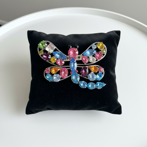 Kristály pillangó Vintage BROSS az 1980-as évekből, strasszos kitűző, pin szövetkabátra, blúzra,  blézerre retro kitűző - ékszer - kitűző és bross - Meska.hu