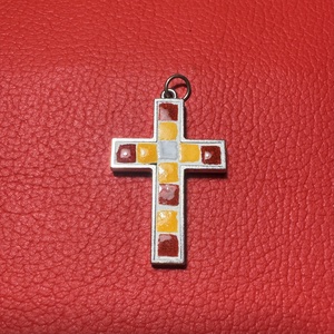 Retro tűzzománc kereszt nyakláncra � vintage vallásos ékszer az 1970�80-as évekből - ékszer - nyaklánc - medálos nyaklánc - Meska.hu