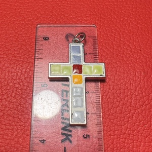 Retro tűzzománc kereszt nyakláncra � vintage vallásos ékszer az 1970�80-as évekből - ékszer - nyaklánc - medálos nyaklánc - Meska.hu