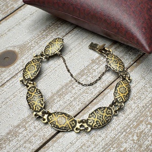 24 karát aranyozott Damascene karkötő, damaszkén toledói karperec, Toledó spanyol ékszer damascene - Meska.hu