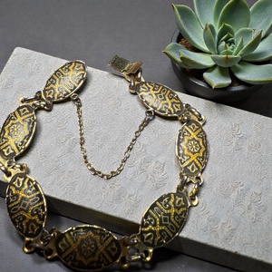 24 karát aranyozott Damascene karkötő, damaszkén toledói karperec, Toledó spanyol ékszer damascene - ékszer - karkötő - karperec - Meska.hu