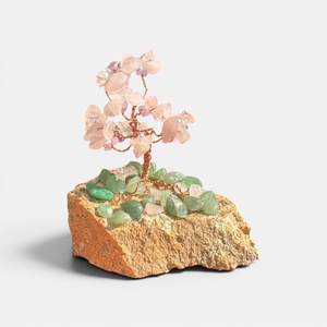 Kristály fa rózsakvarc és aventurin ásványból, Bonsai kristály Ékszerfa szerencsefa, életfa, drágakő fa, pénzfa - Meska.hu