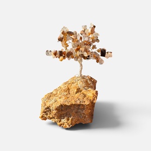 Jáspis, hegyikristály, arany rutil kristály fa, kristály bonsai, ékszerfa, szerencsefa, életfa, pénzfa, kristályfa  - otthon & életmód - dekoráció - asztal és polc dekoráció - gyöngyfa, ásványfa - Meska.hu