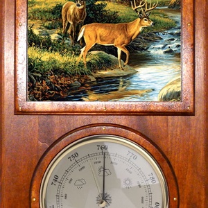 Barométer, Hőmérő, Időjárás állomás Szarvas Vadász képpel #4 -  - Meska.hu