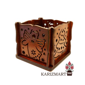 Mécsestartó - Angyal Karácsonyfával - Ajándék illatmécsessel #MT01-2, Karácsony, Karácsonyi lakásdekoráció, Ünnepi asztaldekoráció, Famegmunkálás, MESKA