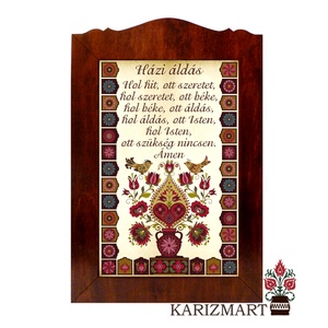 Táblakép Házi Áldás madaras tulipánfás motívummal #TK01-4H, Otthon & Életmód, Vallás, Házi áldás, Famegmunkálás, MESKA