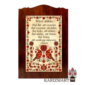 Táblakép Házi Áldás rábaközi madaras motívummal #TK01-5H, Otthon & Életmód, Vallás, Házi áldás, Famegmunkálás, MESKA
