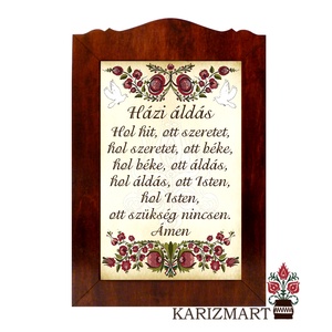 Táblakép Házi Áldás szűrhímzés motívummal #6H, Otthon & Életmód, Vallás, Házi áldás, Famegmunkálás, MESKA