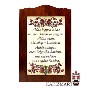 Táblakép Áldás szűrhímzés motívummal #6A, Otthon & Életmód, Vallás, Házi áldás, Famegmunkálás, MESKA