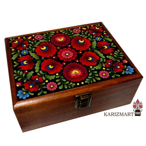 Nagyméretű Ékszeres Teás Díszdoboz Tároló doboz matyó motívummal #23 - ékszer - ékszertartó - ékszerdoboz - Meska.hu