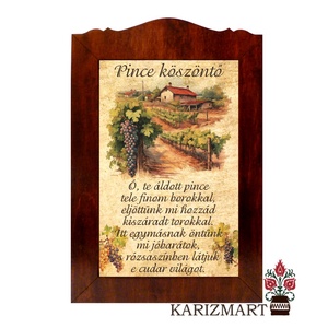Táblakép Pince köszöntő #TK01-17, Otthon & Életmód, Vallás, Házi áldás, Famegmunkálás, MESKA
