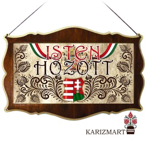 Ajtótábla Isten hozott címeres motívummal #AT01-10, Otthon & Életmód, Dekoráció, Ajtó- és ablak dekoráció, Ajtótábla, Famegmunkálás, MESKA