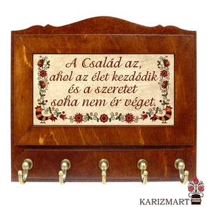 Fali Kulcsakasztó Kulcstartó, Rábaközi motívum, 4 különböző felirat #KA02-2 - otthon & életmód - dekoráció - fali és függő dekoráció - fali kulcstartó - Meska.hu