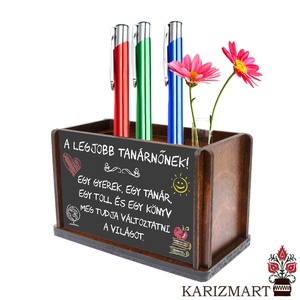 Ajándék tanárnőnek Írószertartó, tolltartó, egyedi felirattal, virágtartóval golyóstollal #IT01-02 - otthon & életmód - papír, írószer - tolltartó & ceruzatekercs - Meska.hu
