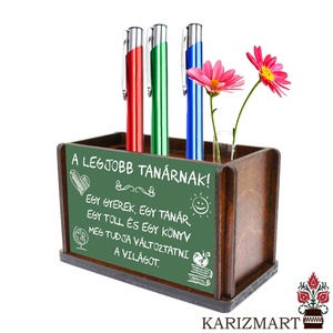 Ajándék tanárnak Írószertartó, tolltartó, egyedi felirattal, virágtartóval golyóstollal #IT01-03, Otthon & Életmód, Papír, írószer, Tolltartó & Ceruzatekercs, , MESKA