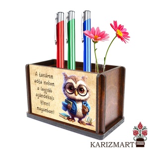 Ajándék tanárnak, tanárnőnek, óvónéninek, dadusnak Írószertartó, tolltartó, egyedi felirattal, virágtartóval #IT01-06, Otthon & Életmód, Tárolás & Rendszerezés, Íróasztali tároló, Famegmunkálás, Fémmegmunkálás, MESKA