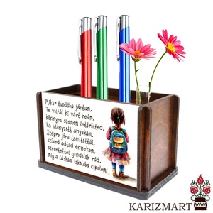  Ajándék, óvónéninek, dadusnak Írószertartó, tolltartó, egyedi felirattal, virágtartóval #IT01-17, Otthon & Életmód, Tárolás & Rendszerezés, Íróasztali tároló, , MESKA