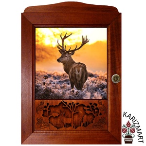 Kulcstartó szekrény, kulcsos szekrény Vadász Szarvas motívummal #KSZ02-40 - Meska.hu