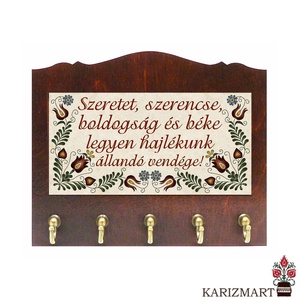 Fali Kulcsakasztó Kulcstartó -választható felirat- Jász motívum #KA02-01 - otthon & életmód - dekoráció - fali és függő dekoráció - fali kulcstartó - Meska.hu