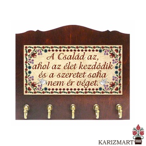 Fali Kulcsakasztó Kulcstartó -választható felirat- kalocsai motívum #KA02-03 - otthon & életmód - dekoráció - fali és függő dekoráció - fali kulcstartó - Meska.hu