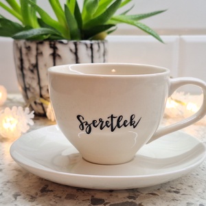 Kávéscsésze kistányérral Szeretlek - Meska.hu